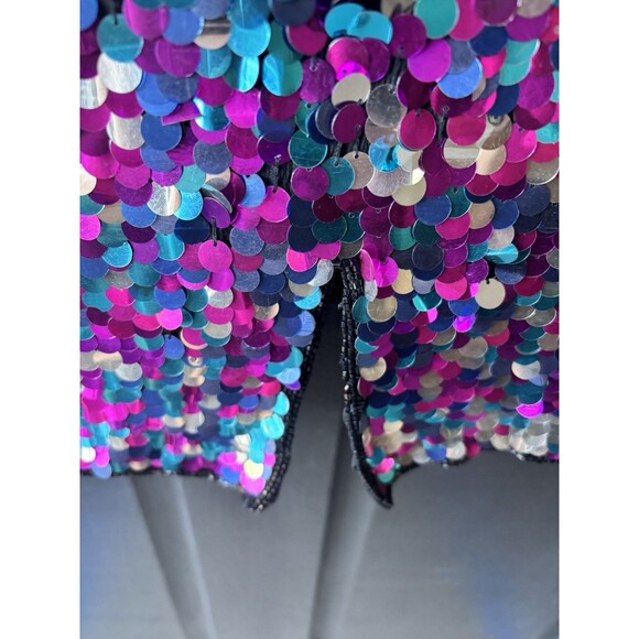Vtg Silk Allover Paillette Cocktail Formal Sheath Mermaid Fairy New Years Party - Picture 6 of 12
